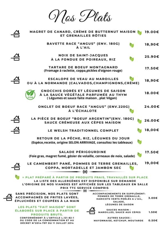 Carte - Le Petit Paris - Restaurant Douai - manger a DOUAI